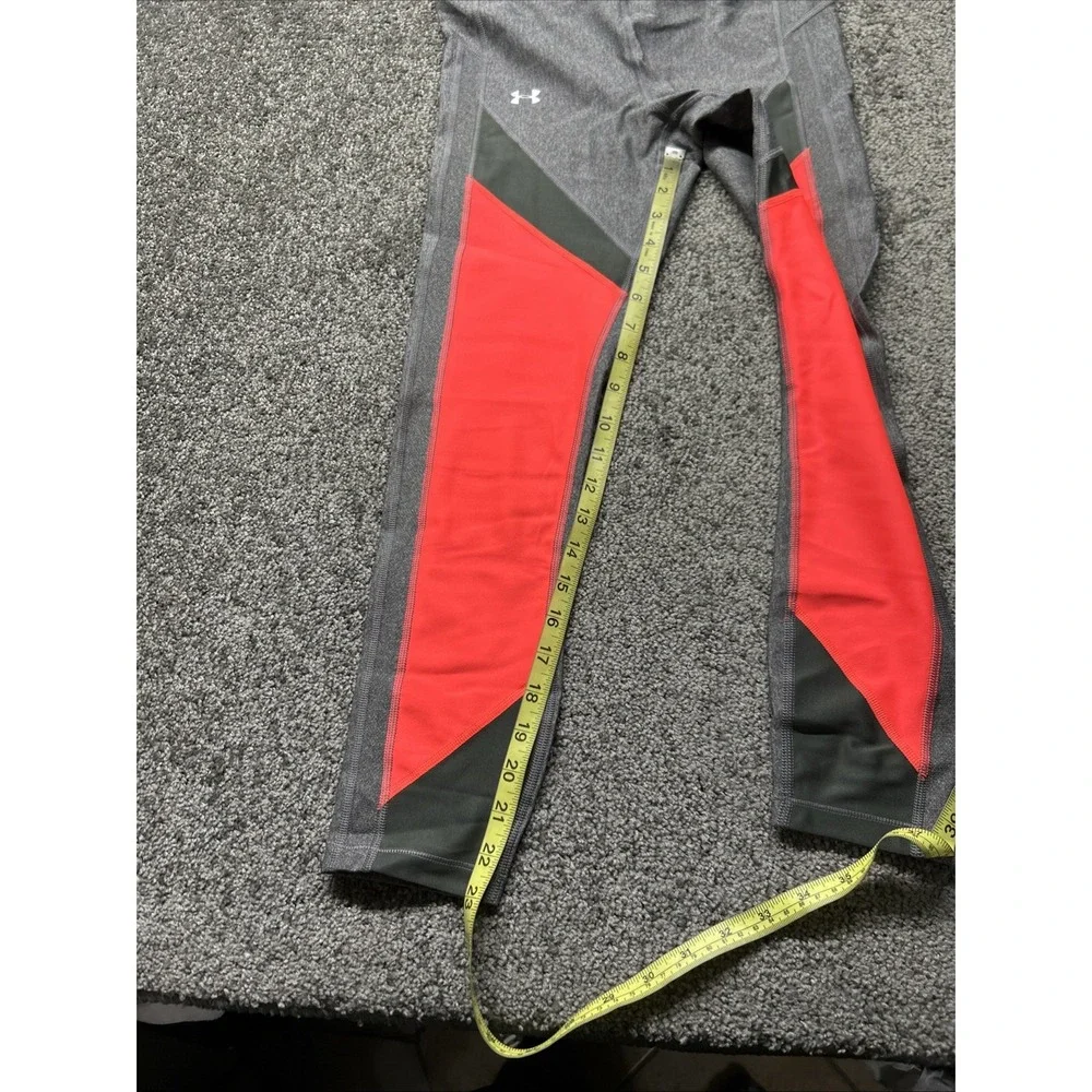 Under Armour Heat Gear Girls Athletic Compression Pants Gray Neon Medium 1305967